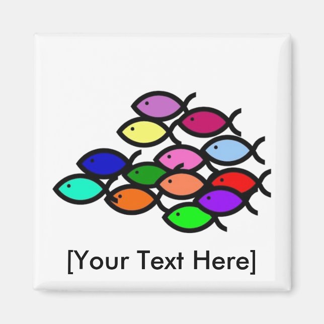 Imán Símbolos de peces cristianos - Escuela Arcoiris - (Frente)