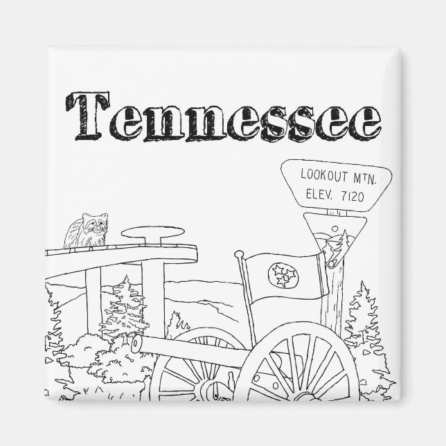 Imán Símbolos estatales de Tennessee Imágenes estatales (Frente)