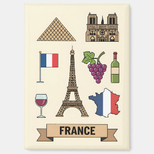 Imán Símbolos icónicos de Francia Viajes Retro