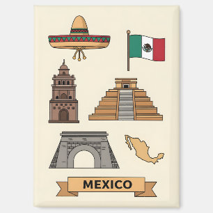 Imán Símbolos icónicos de México Viajes Retro