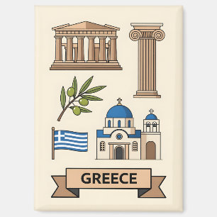 Imán Símbolos nacionales icónicos de Grecia de viaje re