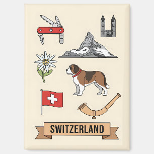 Imán Símbolos nacionales icónicos de Suiza de viaje ret