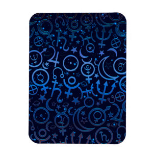 Imán Símbolos Planetarios Azules Universo Místico Plane