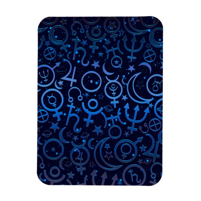 Imán Símbolos Planetarios Azules Universo Místico Plane (Vertical)