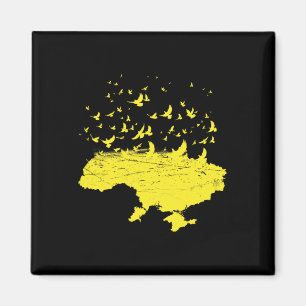 Imán Símbolos ucranianos Ucrania Mapa Ucrania Pájaro li