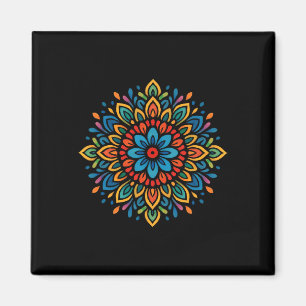 Imán Simetría de Flor de Mandala Colorida