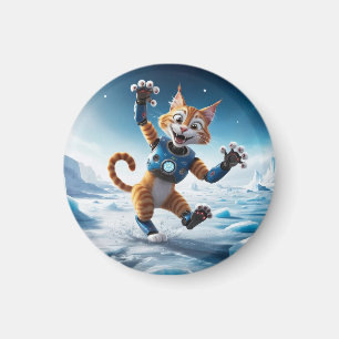 Imán Simpático gato robot en otro planeta helado