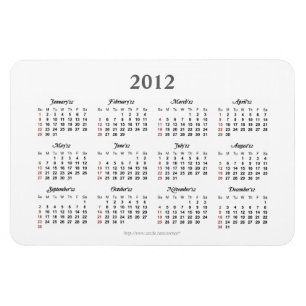 Imán Simple 2012 calendario Premium Magnet
