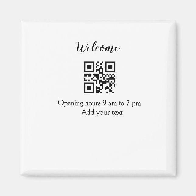 Imán Simple apertura de bienvenida código de barras QR  (Frente)