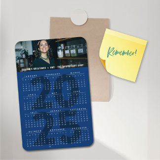 Imán Simple Blue 2025 Calendario Minimalista de vacacio