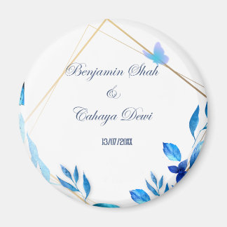 Imán simple boda costar beautify con pétalo azul