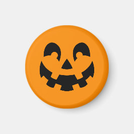 Imán Simple Cara De Calabaza Negra En Halloween Naranja