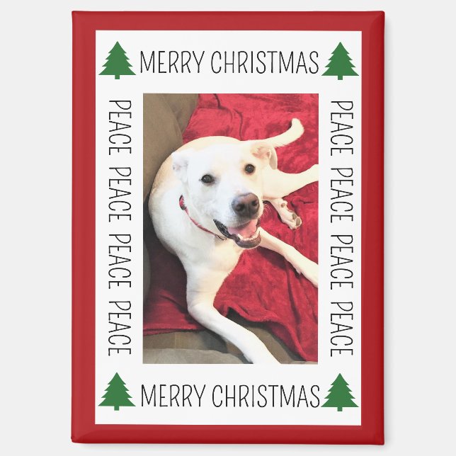 Imán Simple Christmas Photo Frame of Funny Smiling Dog (Anverso)