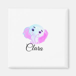 Imán Simple color azul rosa bebé elefante acuarela añad