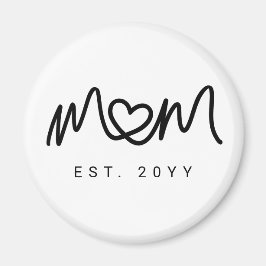 Imán Simple Corazón de Escritura Negra Nueva Mamá Estab