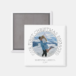 Imán SImple Couple Photo Our First Christmas Engaged