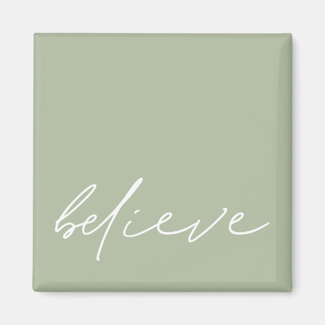 Imán Simple Creencia Motivacional Script Sage Green (Frente)
