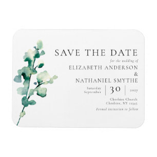 Imán Simple Elegant Greenery Save The Date Wedding
