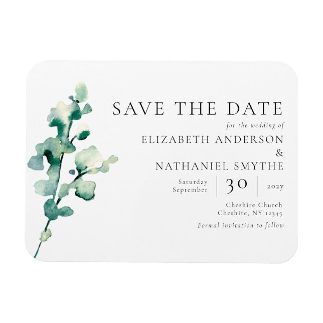 Imán Simple Elegant Greenery Save The Date Wedding (Horizontal)