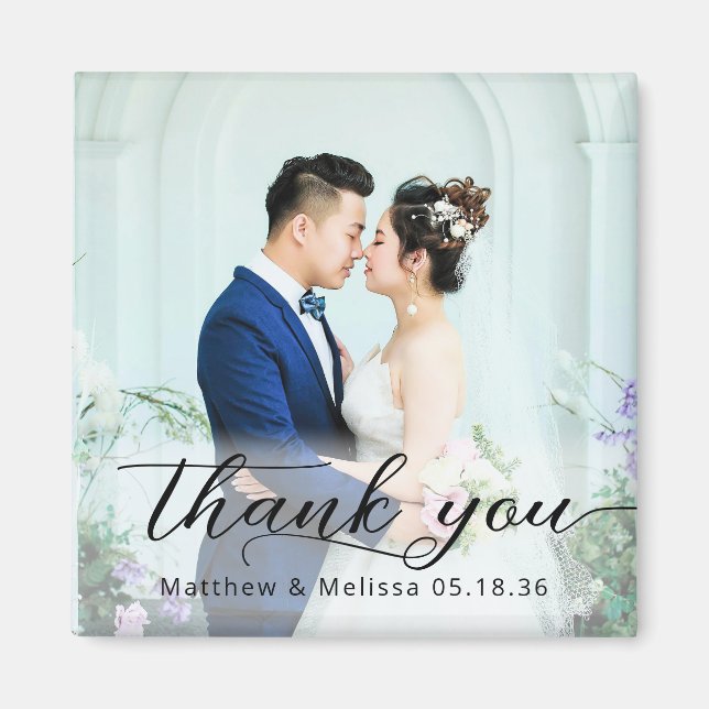 Imán Simple Elegant Thank You Wedding Photo (Frente)