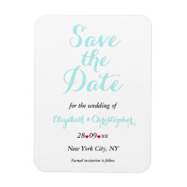 Imán Simple Elegante Boda Blanca Verde azulada Salva La