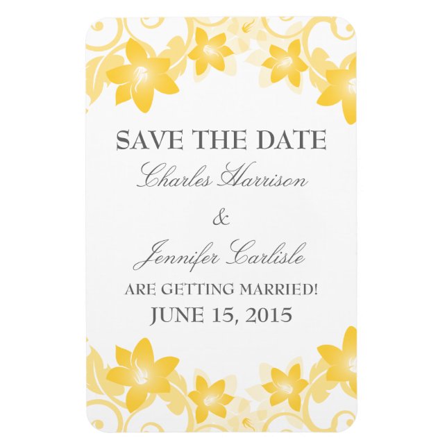 Imán Simple Floral Save the Date Magnet, amarillo (Vertical)