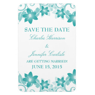 Imán Simple Floral Save the Date Magnet, Aqua