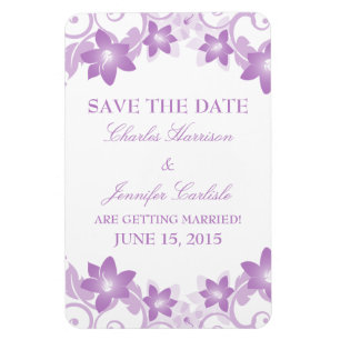 Imán Simple Floral Save the Date Magnet, Purple