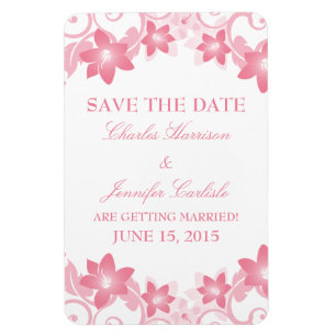 Imán Simple Floral Save the Date Magnet, rosa