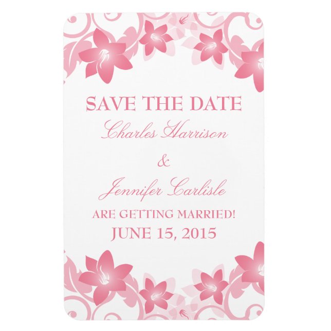 Imán Simple Floral Save the Date Magnet, rosa (Vertical)