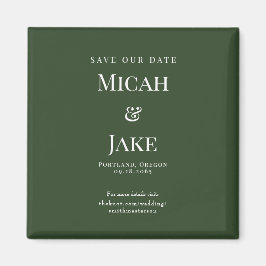 Imán Simple Forest Green & White Boda Ahorra nuestra Fe