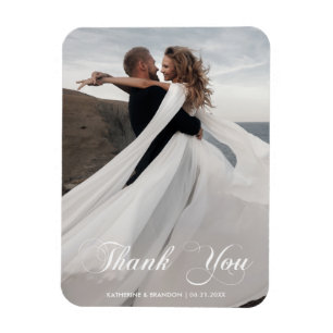 Imán Simple Foto de Boda Agregar Nombre y Fecha Gracias