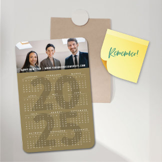 Imán Simple Gold 2025 Calendario Minimalista de vacacio