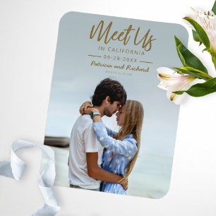 Imán Simple Gold Script Nos vemos en Save The Date Foto