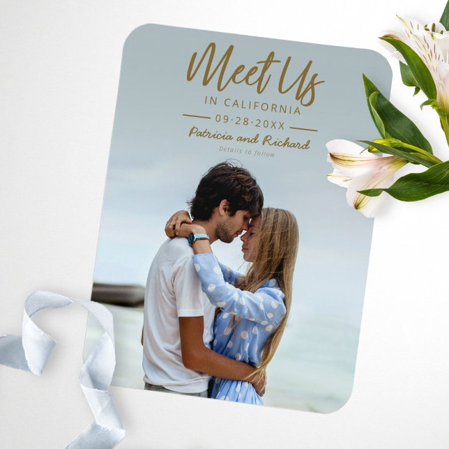 Imán Simple Gold Script Nos vemos en Save The Date Foto (Subido por el creador)