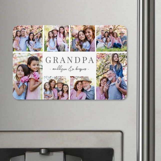 Imán Simple Grandpa Photo Collage (Simple Grandpa Photo Collage Magnet)