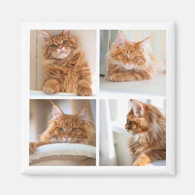 Imán Simple Grid Collage 4 Cuatro Fotos (Frente)