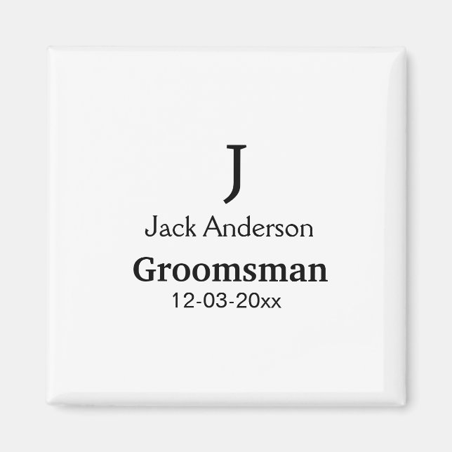 Imán SIMPLE MINIMAL añade tu nombre groomsman personali (Frente)