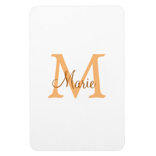 Imán simple minimal añadir nombre monograma naranja mar