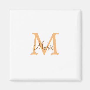 Imán simple minimal añadir nombre monograma naranja mar