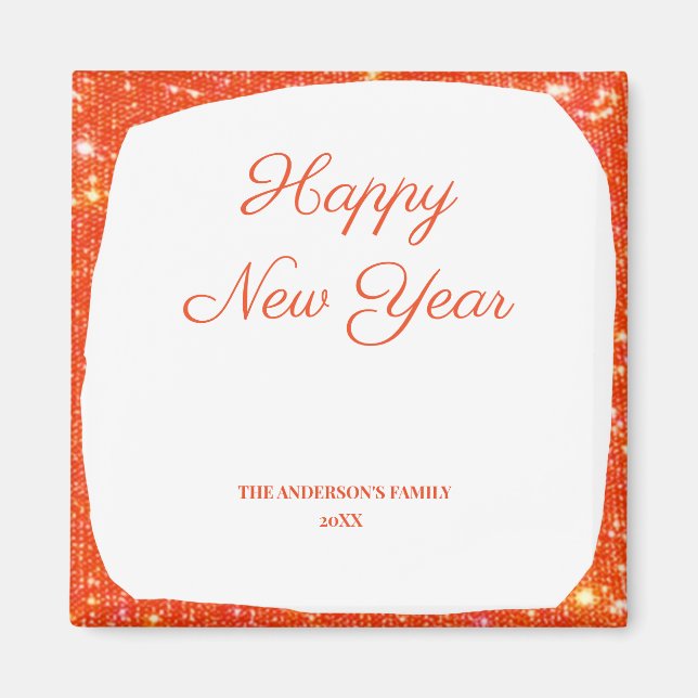 Imán simple mínimo añadir el texto tarjeta de año nuevo (Frente)