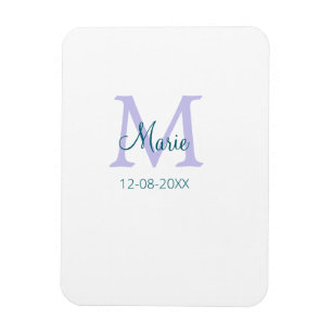 Imán simple mínimo añadir nombre monograma púrpura fech