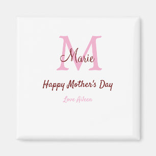 Imán simple mínimo día de la madre monograma nombre ros