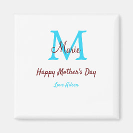 Imán simple mínimo el día de la madre monograma azul no