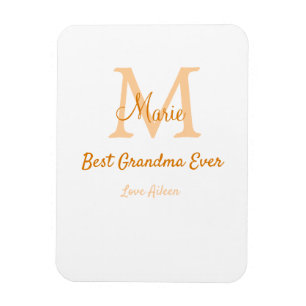 Imán simple mínimo mejor Abuela jamás naranja monograma