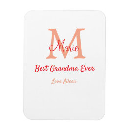 Imán simple mínimo mejor Abuela nunca texto de monogram