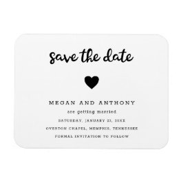 Imán Simple Moderno Monograma Corazón Boda Salva la Fec