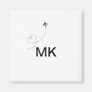 Imán Simple monograma mínimo añadir texto viajar avión