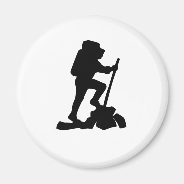 Imán simple montañismo hombre negro silueta (Frente)