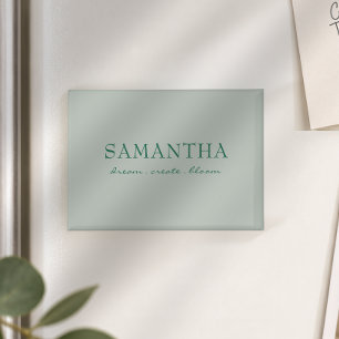 Imán Simple Nombre Verde Sage Cita Inspiradora